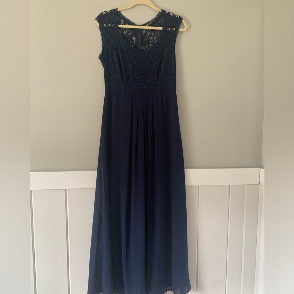 Miusol Navy Lace Bodice Maxi Dress